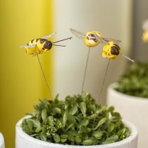 Artikel Bee on a wire, blomplugg, dekorativa bin, vårorange, gul B4,5cm 24 stycken