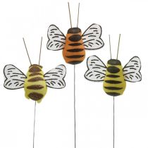 Bee on wire, blomproppar, deco bin, vårorange, gul B4,5cm 24st