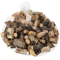 Artikel Dekorativa björkträbitar med bark för hantverk, 3 cm, 300 g