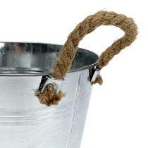 Artikel Glänsande metallhink med rephandtag Ø22cm