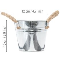 Artikel Glansig metallhink med rephandtag, Ø12 cm