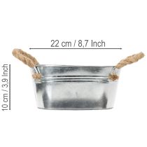 Artikel Metallskål med rephandtag, silver, 22 cm hög, 10 cm hög