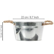 Artikel Glansig metallskål med rephandtag, Ø22 cm