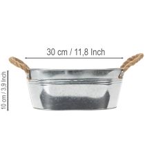 Artikel Oval plåtskål i silver 30 cm x 17 cm x 10 cm