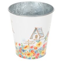 Artikel Plåtkruka med fågelholkar, sommardekoration, planteringslåda H14,5cm Ø13,5cm