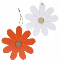Blommahängen, dekorativa blommor orange och vita, trädekoration, sommar, dekorativa blommor 8st