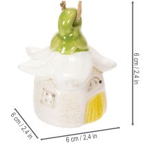 Artikel Hängande dekoration blomma keramik älvhus som dekoration för upphängning 6cm 6st