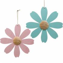 Träblommor att hänga, vårdekoration, träblomma rosa och blå, sommar, dekorativa blommor 4st