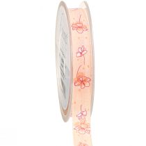 Artikel Blomband vårpresent band aprikos pastell 15mm 20m