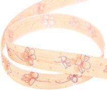 Artikel Blomband vårpresent band aprikos pastell 15mm 20m