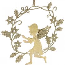 Artikel Ängelkrans, juldekoration, ängel att hänga, metallhängande Gyllene H14cm B15.5