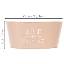 Artikel Oval blomskål i zink, antik ros, kruka, 27×18 cm, H12,5 cm