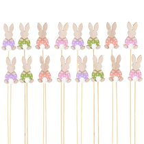 Artikel Blompinne Färgglad kanin Trädekoration Påsk 6cm 12 st