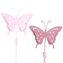 Artikel Blomplugg fjäril metall rosa L24cm 12 st