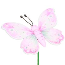 Artikel Blomplugg fjäril rosa grön orange 8x5,5cm 16 st