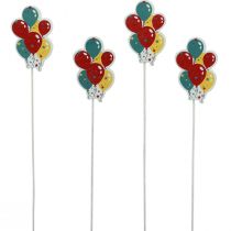 Artikel Blomplugg bukett dekorativ tårta topper ballonger färgglada 26cm 15st