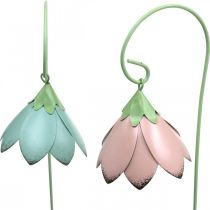 Klockblommor för stickning, metallblommor, fjäderpluggar L34cm rosa, lila, blå, vit set om 4
