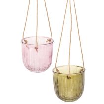 Artikel Glaskruka/hängande lykta, lila/grön, 14 cm, 2 st