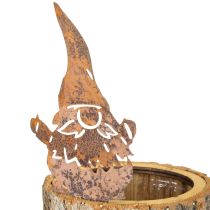 Artikel Blomkruka träbark planteringskärl gnome rost H24cm