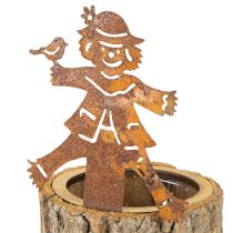 Artikel Blomkruka i trä fågelskrämma rostfärgad H24,5 cm