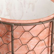 Artikel Blomkruka keramik nätkorg metall brun Ø30cm H11,5cm