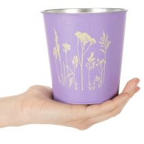 Artikel Rund pastellfärgad blomkruka med blommotiv för krukväxter, 12 cm, 3 stycken