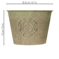 Artikel Metallblomkruka, grön, vintage, Ø22cm–13,5cm, set om 3
