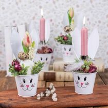 Blomkruka kaninkruka metall vit påskdekoration Ø8cm H20,5cm 4st