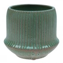 Blomkruka i keramik med spår ljusgrön Ø14,5cm H12,5cm