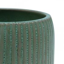 Blomkruka i keramik med spår ljusgrön Ø12cm H10,5cm