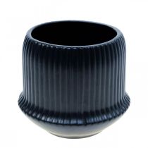 Blomkruka keramiska planteringsräfflor svart Ø12cm H10,5cm