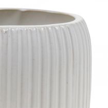 Blomkruka i keramik med spår vit Ø14,5cm H12,5cm