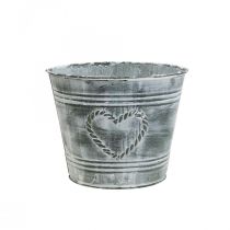 Blomkruka shabby chic kruka metallhjärta Ø17cm H13,5cm