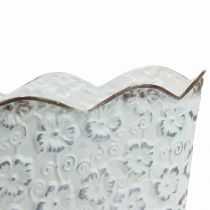 Växtskål vit metall cachepot växtkruka 26×14×12,5cm