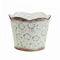 Blomkruka vit metall cachepot växtkruka Ø13cm H11,5cm