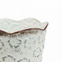 Blomkruka vit metall cachepot växtkruka Ø13cm H11,5cm