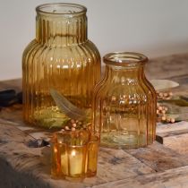 Artikel Blomvas glas orange retrodesign Ø11cm H14,5cm 2st