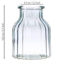 Artikel Blomvaser glasräfflor design blå Ø11cm H14,5cm 2st