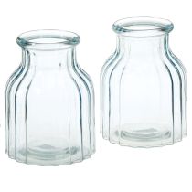 Artikel Blomvaser glasräfflor design blå Ø11cm H14,5cm 2st