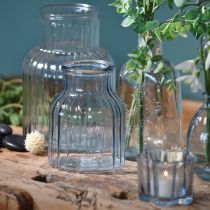 Artikel Blomvaser glasräfflor design blå Ø11cm H14,5cm 2st