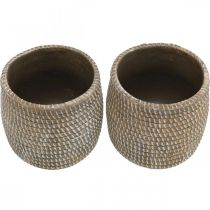 Artikel Boho blomkruka cachepot keramisk flätad look Ø9cm H10,5cm 2st