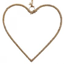 Boho stil, hjärtmetallring dekorativ ring juteband B33cm 3st