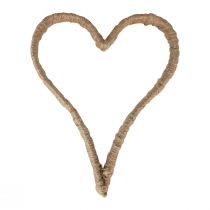 Boho stil, hjärtmetallring dekorativ ring juteband 20cm 4st