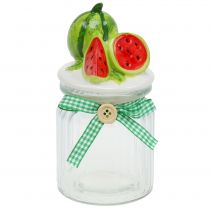 Artikel Bonbonniere i glas med fruktlock melon H15,5cm