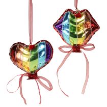 Artikel Färgglada julgranskulor glasballonger hjärta kyss mun 12cm 2st
