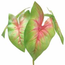 Artikel Konstgjord kaladium sexbladig grön/rosa konstgjord växt som äkta!