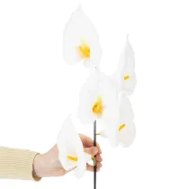 Artikel Konstgjord kallalilja med gul ståndare, dekorativa blommor, 35 cm, 10 st