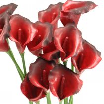 Artikel Calla röda bordeaux konstgjorda blommor i ett knippe 57cm 12 st
