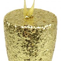 Hängare champagneglas ljusguld glitter 15 cm nyårsafton och jul
