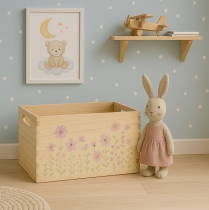 Artikel Liten trälåda trälåda blommor fjäril 30x18cm